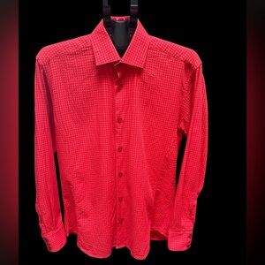 Bertigo Men's Red Button-Up Shirt, M